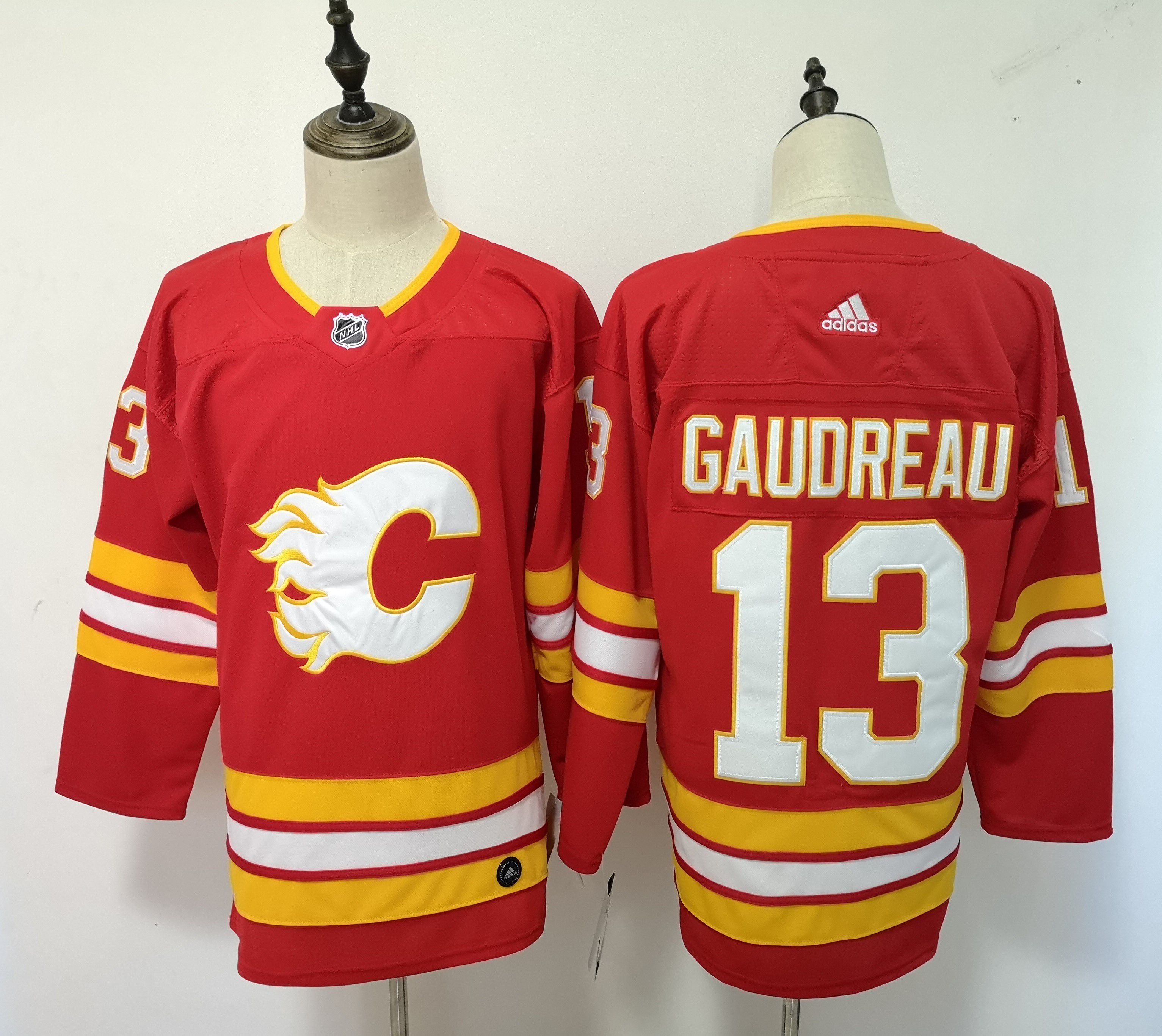 Men Calgary Flames 13 Gaudreau Red Adidas Alternate Authentic Stitched NHL Jersey